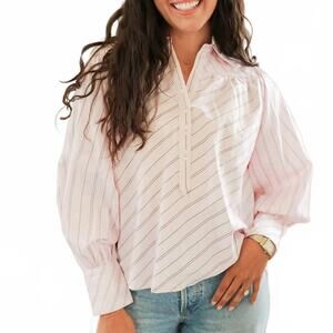 NEW LAYERZ CLOTHING dolly whisper top in pink stripe